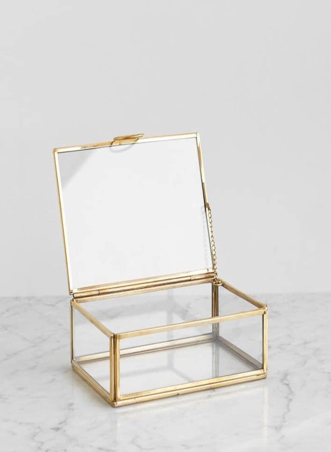 ARTINCO صندوق عرض زجاجي نحاسي من مجموعة آرت إنديا، ذهبي اللون، 4 × 3 × 1.5 بوصة - Image 1